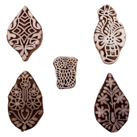 Set of 5 Piece New Mix Wooden Printing Blocks